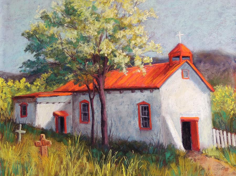 Canoncito Church Pastel by Candy Mayer