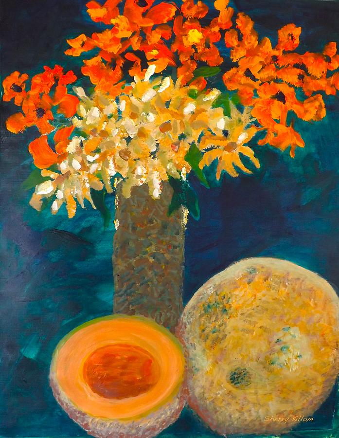 Still Life Painting - Cantaloupe and a Half by Sherry Killam