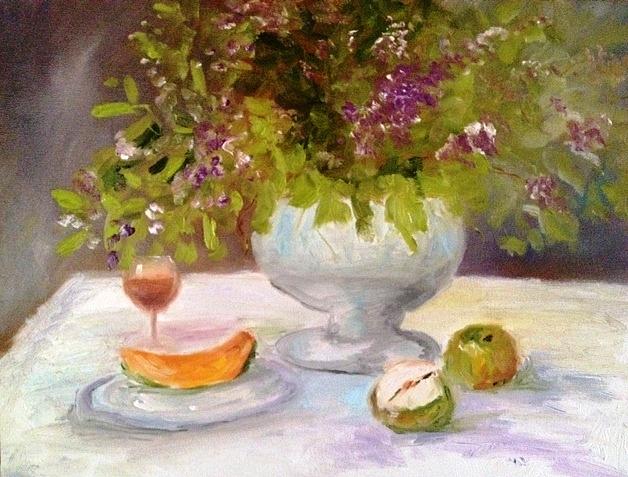 Fruit Painting - Cantelope and apples by Jenell Richards Fruit Painting - Cantelope and apples by Jenell Richards