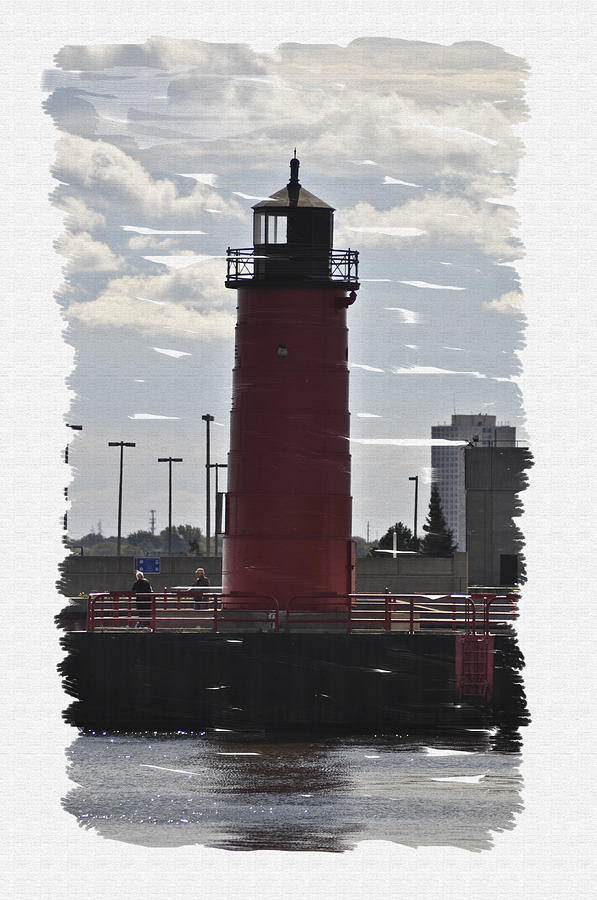 Canvas Painting... Milwaukee Pierhead Light Photograph by Deborah ...