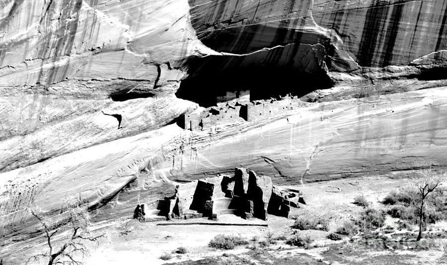 Canyon de Chelly Anasazi White House Ruins Arizona Black and White Conte Crayon Digital Art Digital Art by Shawn OBrien