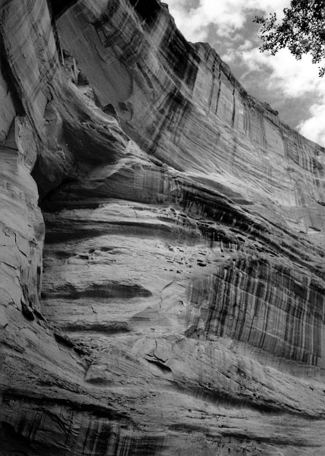 Canyon de Chelly  Cliff Curves B W 1993 Photograph by Connie Fox