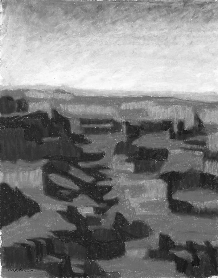Canyonscape Black and White Painting by Carrie MaKenna