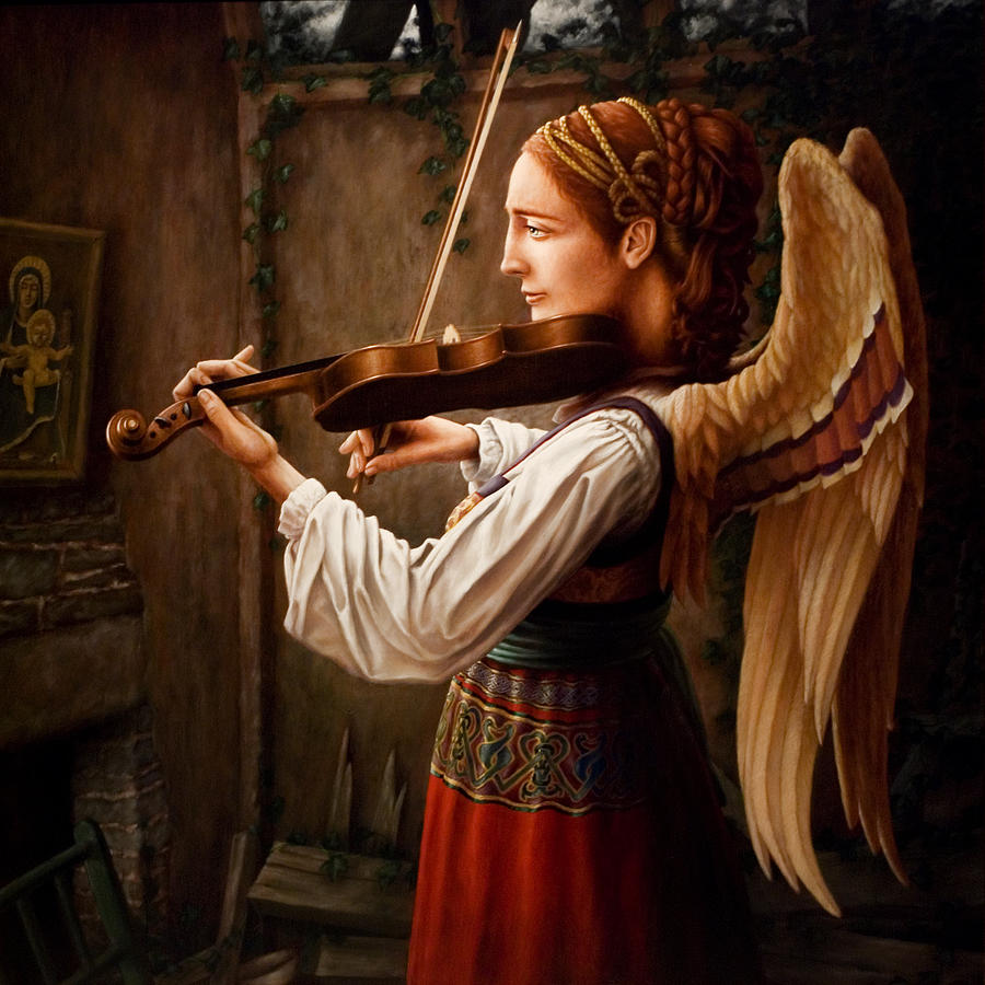 Violin Painting - Caoineadh Aingeal by Mark Zelmer