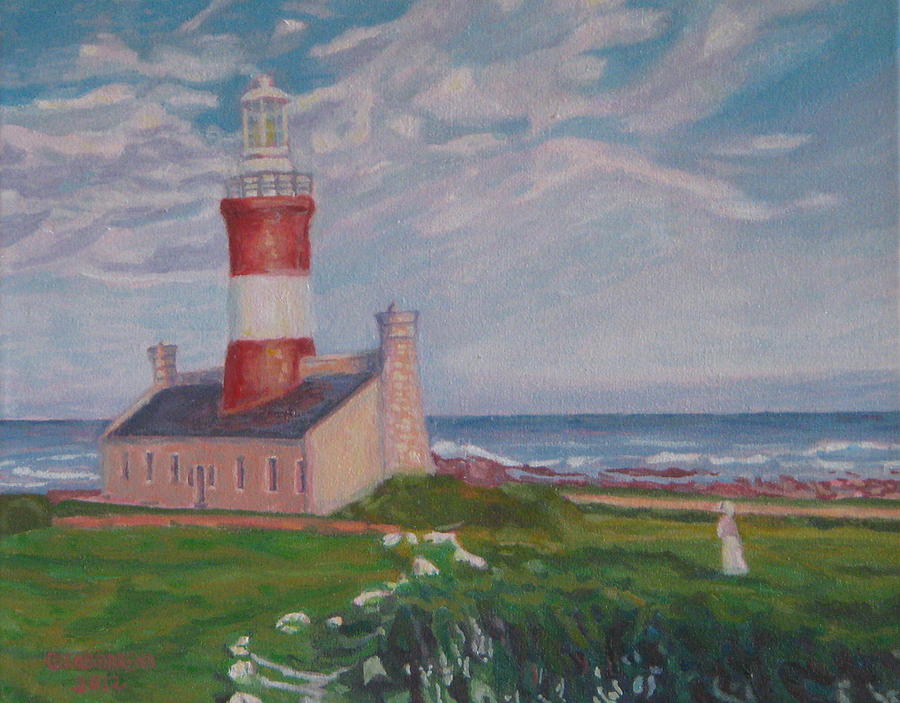 Cape Aghulas Lighthouse Painting by Enrique Ojembarrena