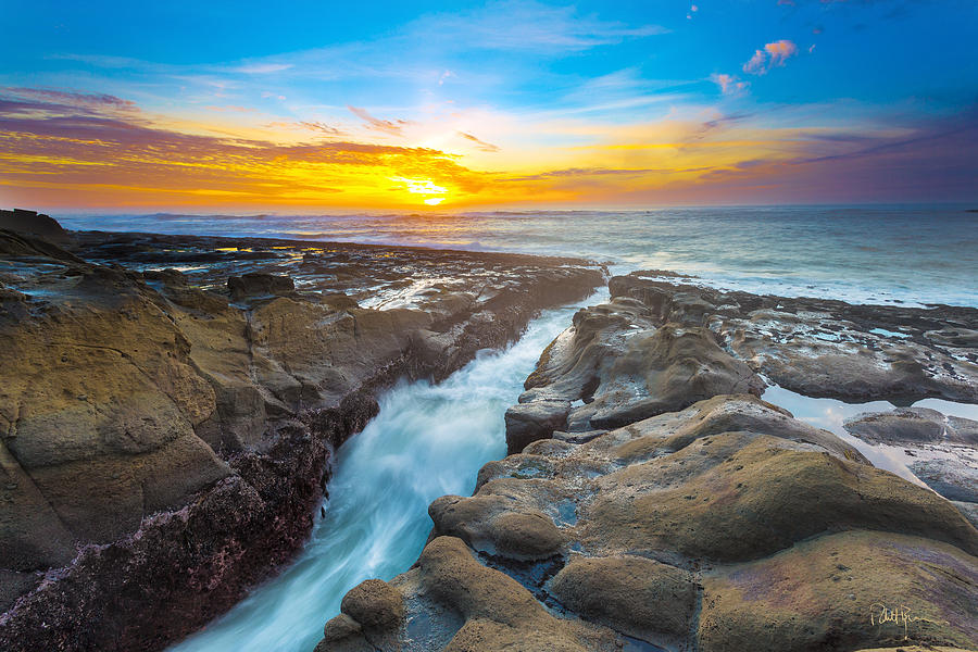 Sunset Photograph - Cape Arago Crevasse I by Robert Bynum