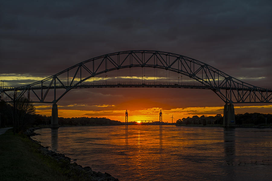 Cape Cod Canal Bridges Sunset Photograph by Wayne Collamore - Pixels