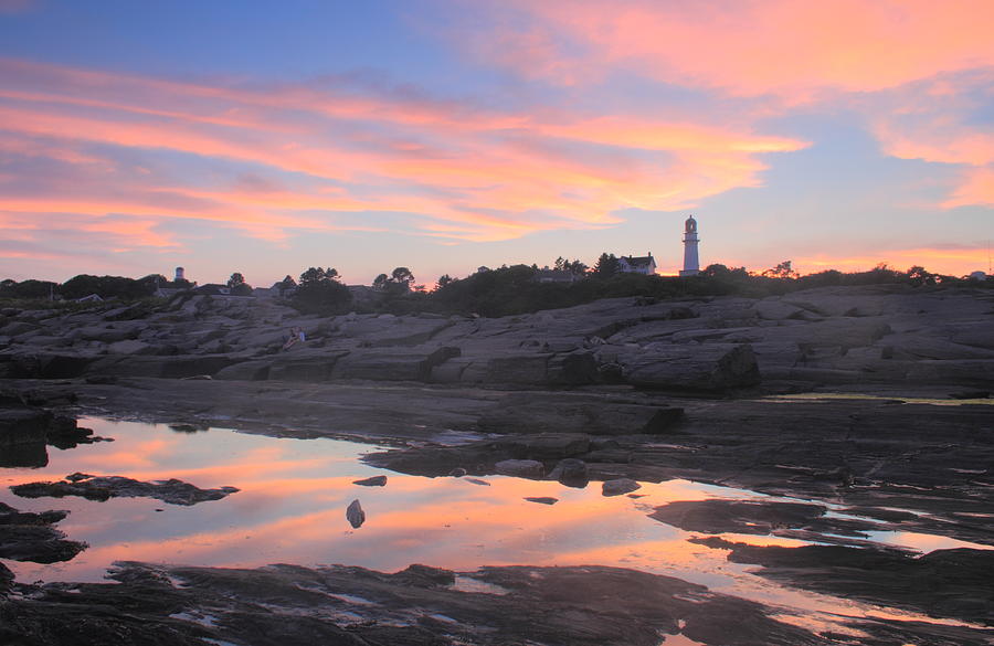 Cape Elizabeth Two Lights Lighthouse Sunset Photograph by John Burk