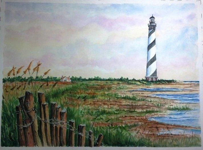 Cape Hatteras Light Station Painting by Richard Benson