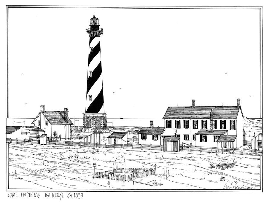 Cape Hatteras Lighthouse 1898  Drawing by Ira Shander