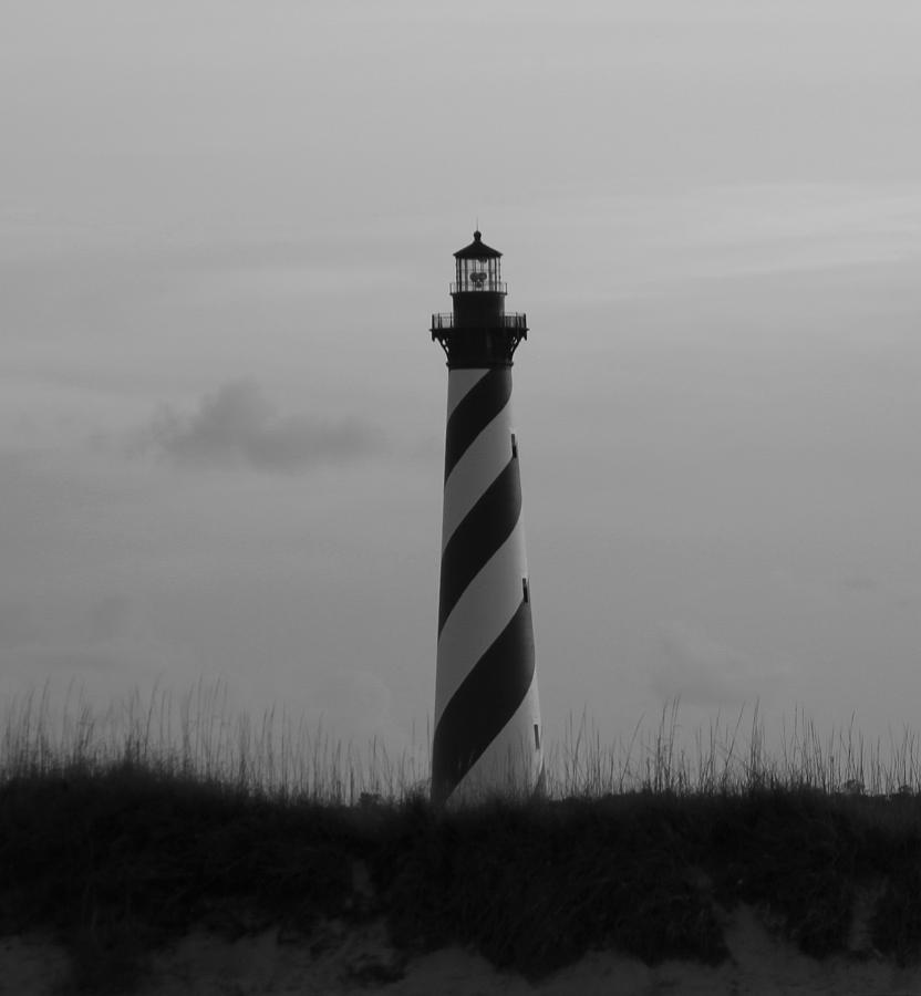 Lighthouse Photograph - Cape Hatteras Lighthouse Black And White 2 by Cathy Lindsey