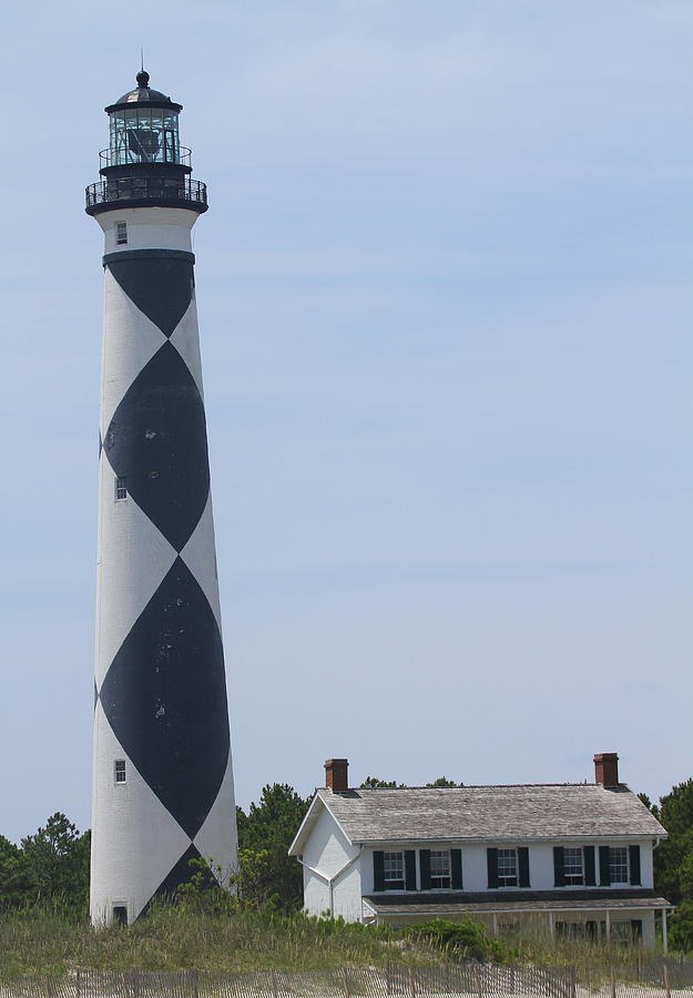 Lighthouse Photograph - Cape Lookout and Keepers Cottage by Cathy Lindsey