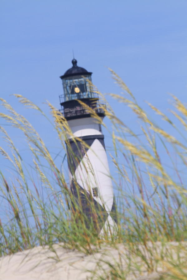 Lighthouse Photograph - Cape Lookout Light and Sea Oats 3 by Cathy Lindsey