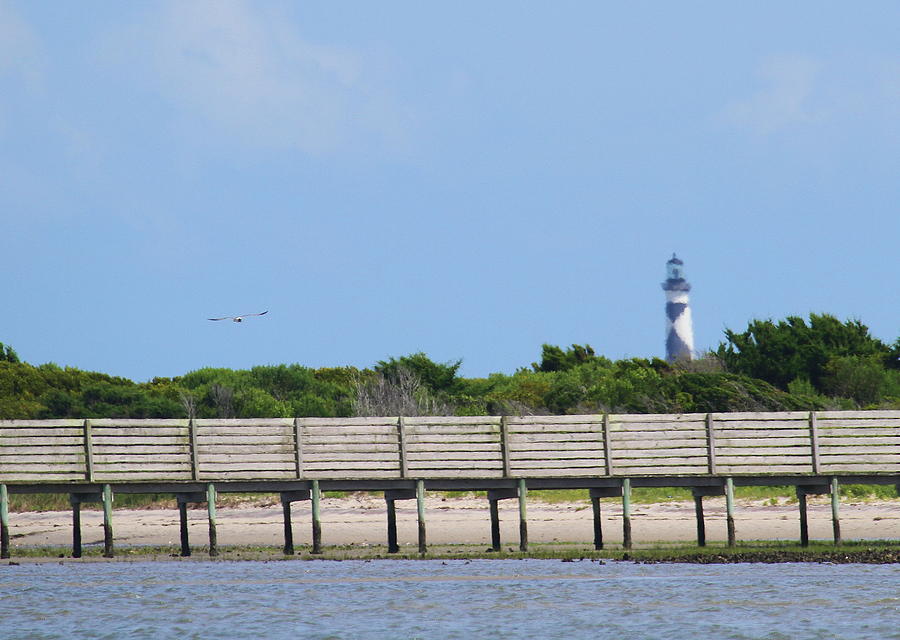 Lighthouse Photograph - Cape Lookout Light and Dock by Cathy Lindsey