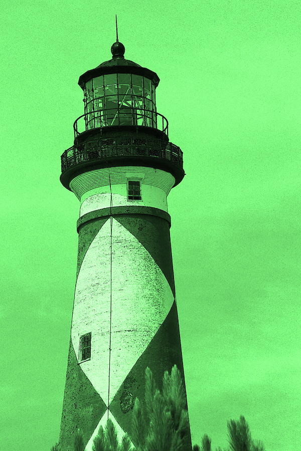Lighthouse Photograph - Cape Lookout Light in Green by Cathy Lindsey