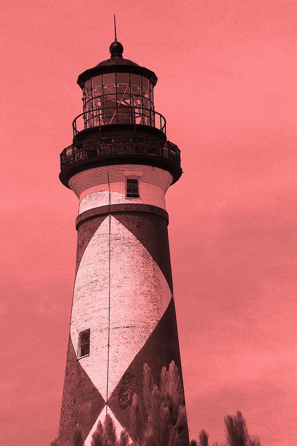Lighthouse Photograph - Cape Lookout Light in Red by Cathy Lindsey