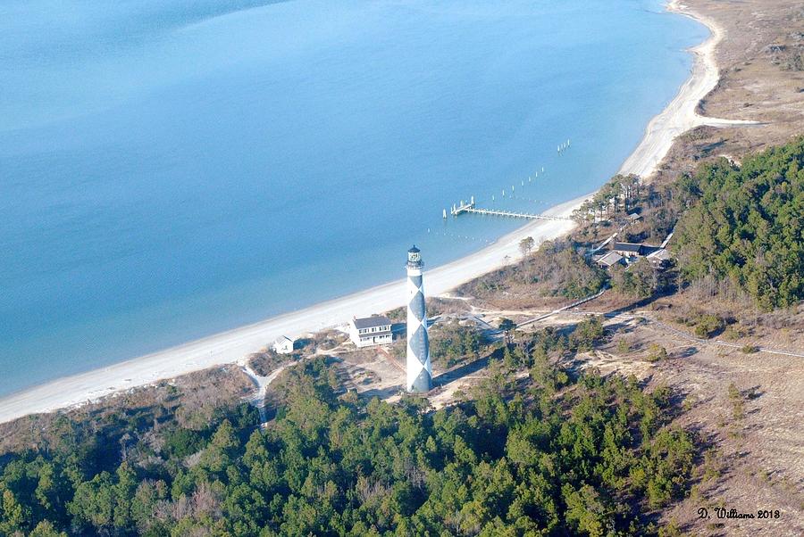 Cape Lookout lighthouse aerial view Photograph by Dan Williams