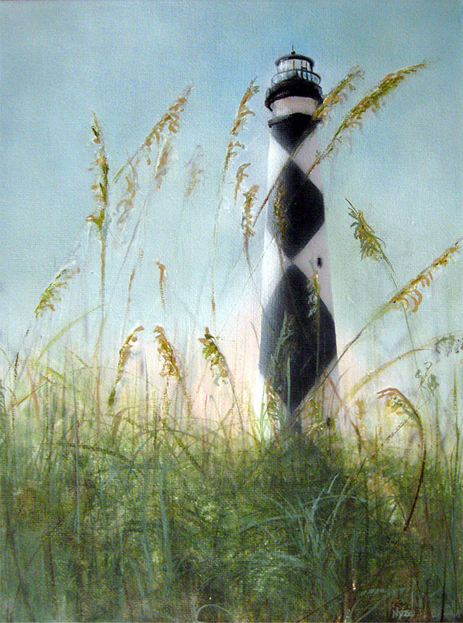 Lighthouse Painting - Cape Lookout Sea Oates by Donna Lee Nyzio
