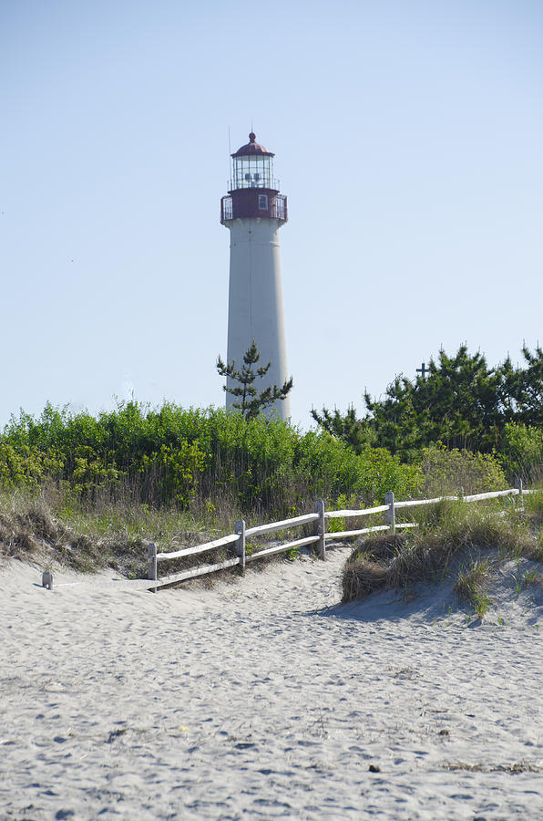 Lighthouse Photograph - Cape May Lighthouse at the Beach by Bill Cannon