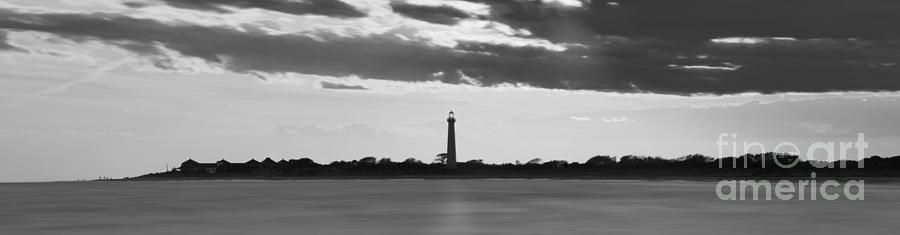 Cape May Lighthouse Sunset Panorama bw Photograph by Michael Ver Sprill