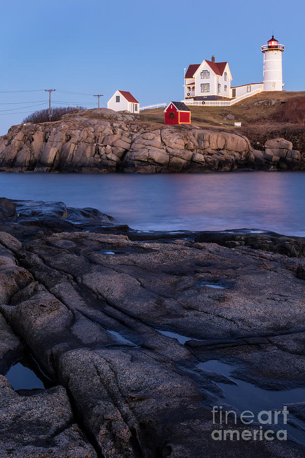 Cape Neddick Lighthouse Along Maines Rocky Shores York Beach Maine  Photograph by Dawna Moore Photography