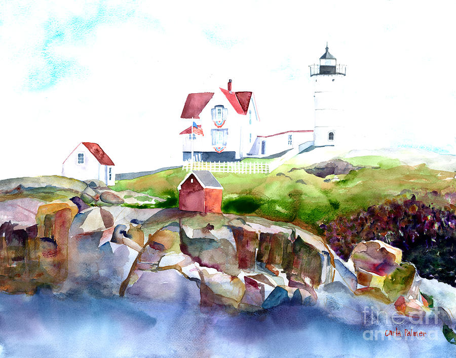 Lighthouse Painting - Cape Neddick Lighthouse ME by Carla Palmer