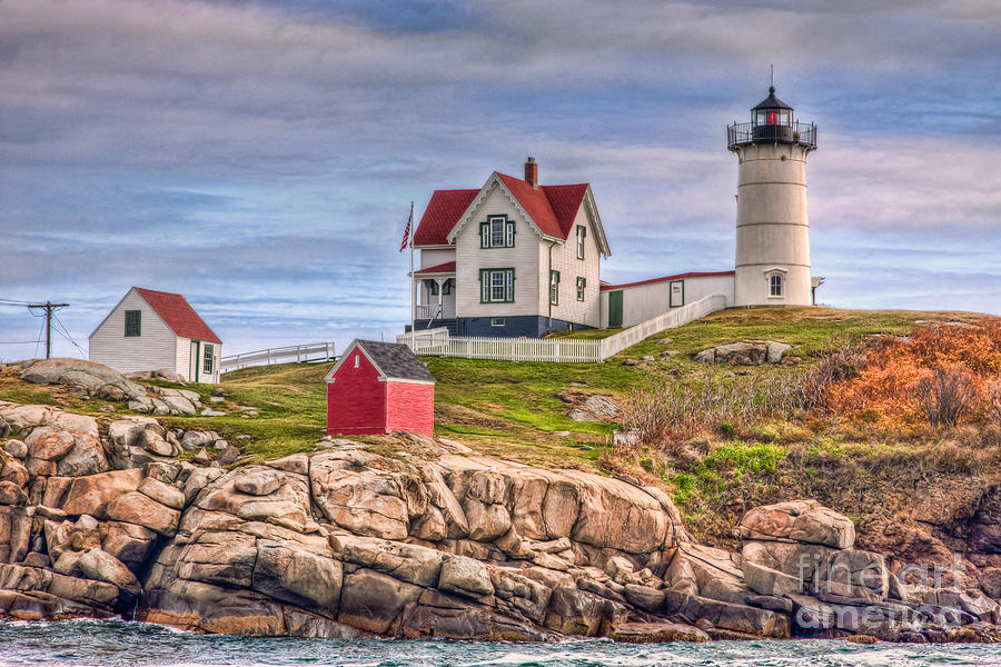 Fall Photograph - Cape Neddick Nubble Lighthouse II by Clarence Holmes