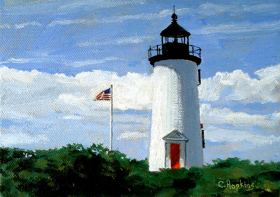 Landscape Painting - Cape Poge Lighthouse Marthas Vineyard Massachusetts by Christine Hopkins
