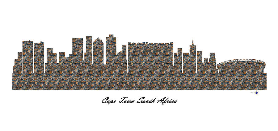 Cape Town South Africa 3D Stone Wall Skyline Digital Art by Gregory Murray