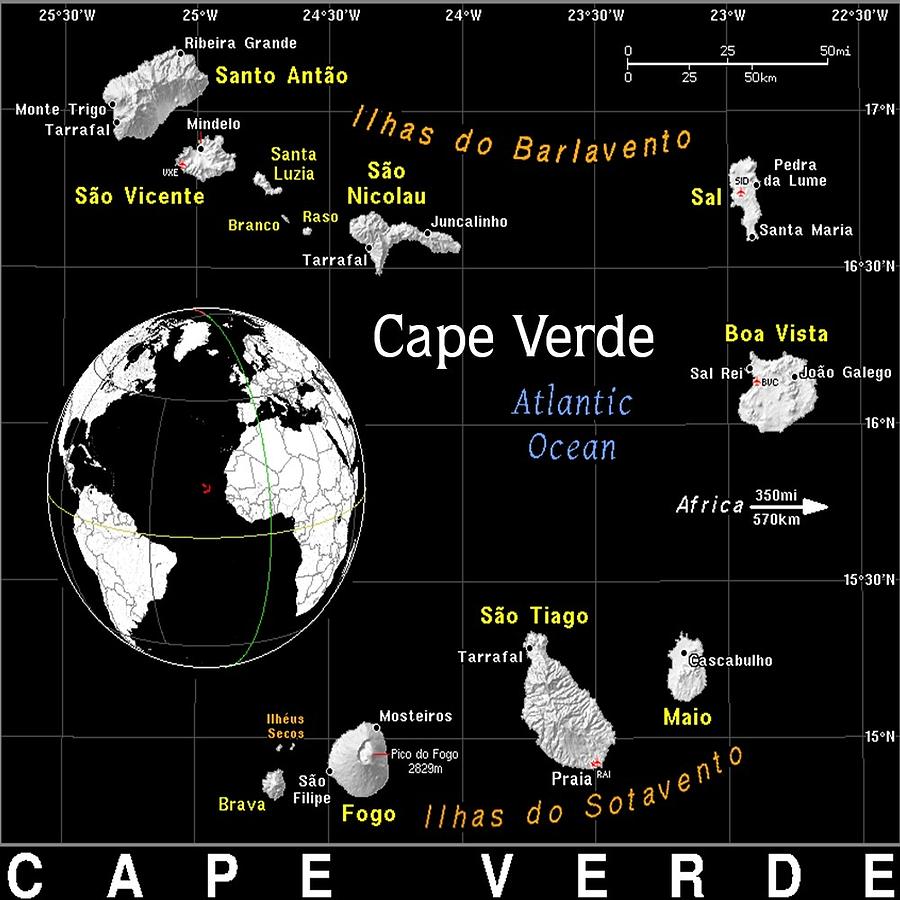 Cape Verde Exotic Map Mixed Media by Florene Welebny