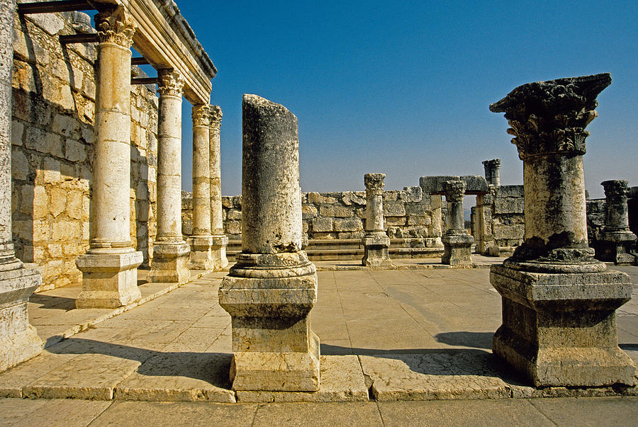 Capernaum Photograph - Capernaum synagogue by Dennis Cox