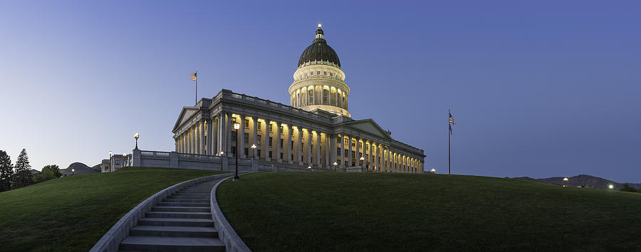 Capitol Building illuminated at dusk Salt Lake City Utah Photograph by fotoVoyager