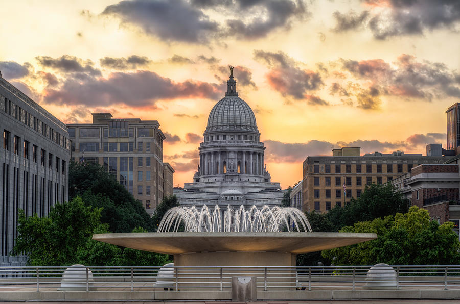 Madison Photograph - Capitol Building in Madison Wisconsin by Brett Perucco