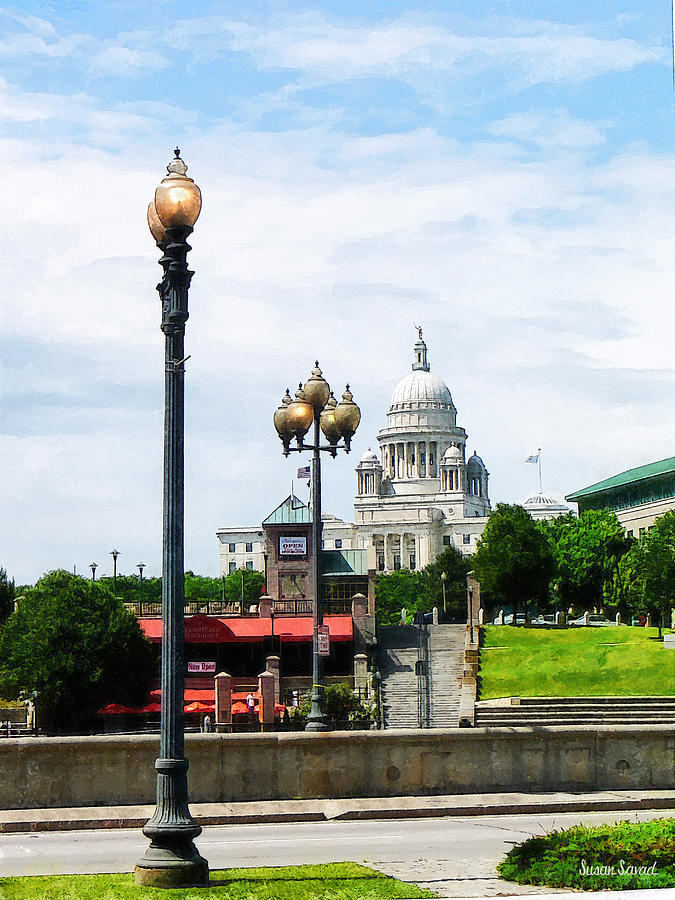 Lamp Photograph - Capitol Building Seen from Waterplace Park by Susan Savad
