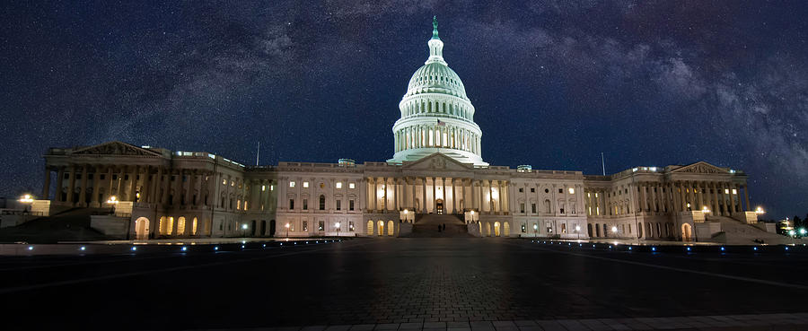 Capitol Building With Milky Way Sky Photograph