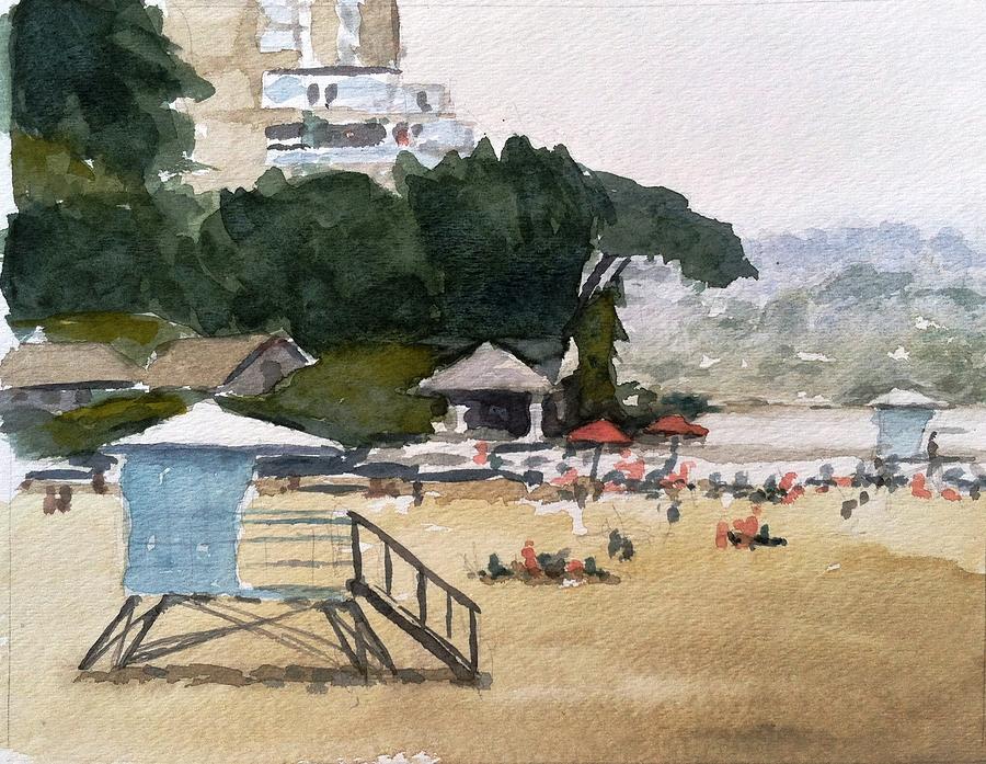 Capitola Beach Lifeguard Station Painting by John West