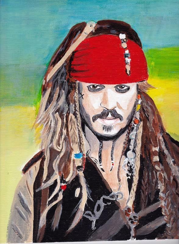 Capn Jack Sparrow Painting by Audrey Pollitt