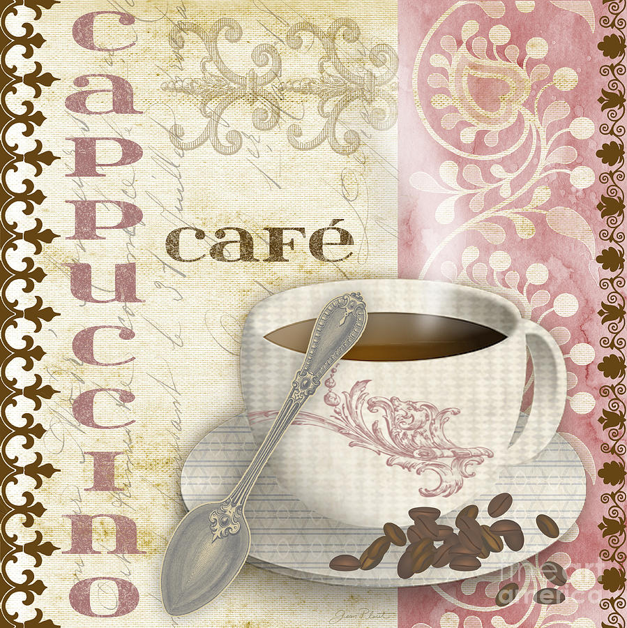 Coffee Digital Art - Cappuccino-JP2254-Pink by Jean Plout