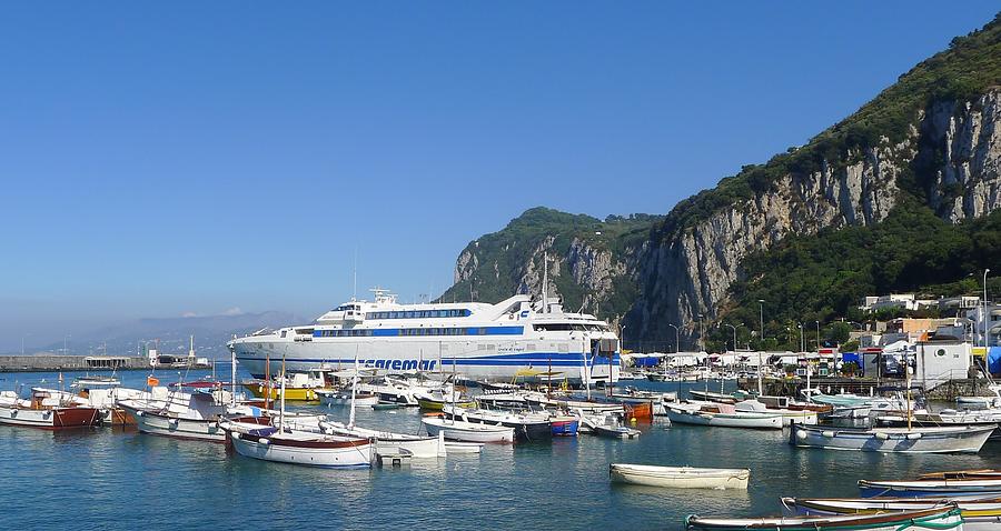 Capri - boats at dock Photograph by Nora Boghossian