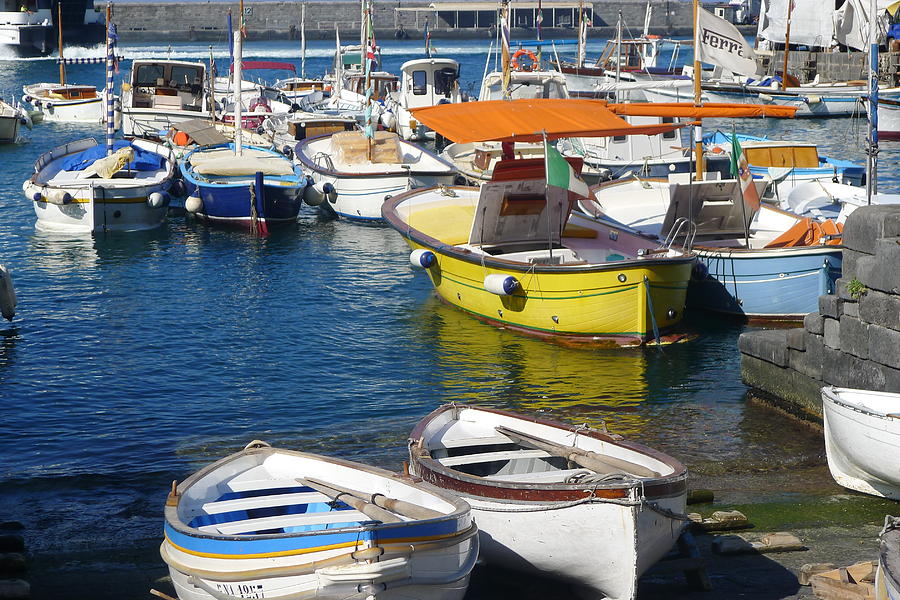 Capri - boats Photograph by Nora Boghossian