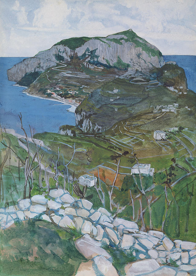 Landscape Drawing - Capri, C.1904 by Maurice Greiffenhagen