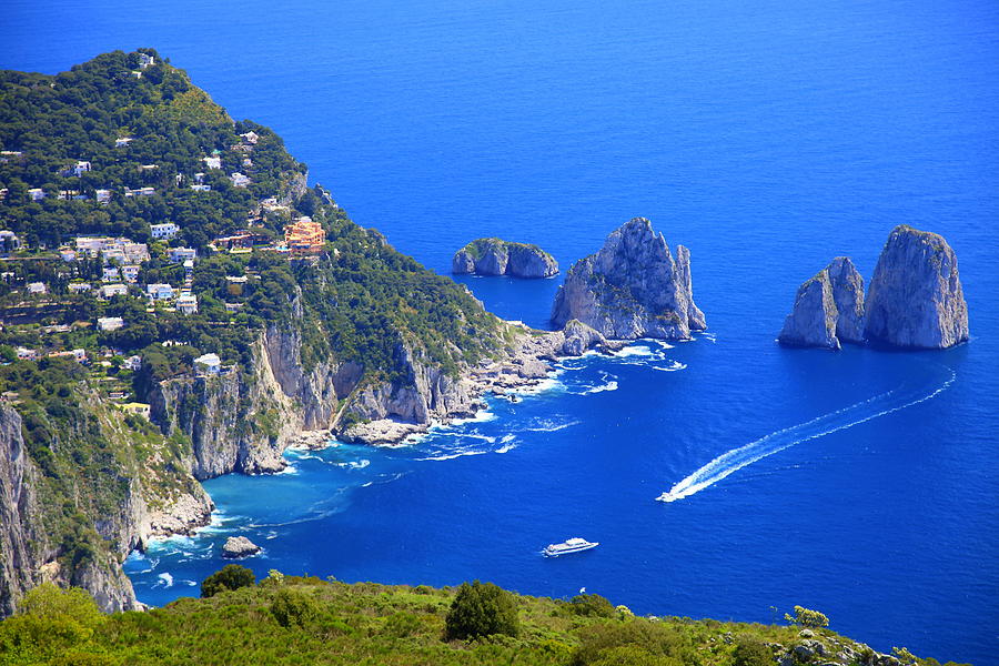Capri panorama, Faraglioni, Tyrrhenian sea, Bay of Naples, Italy Photograph by Agustavop
