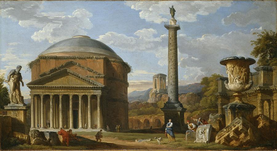 Capriccio Of Roman Ruins Painting by Giovanni Paolo