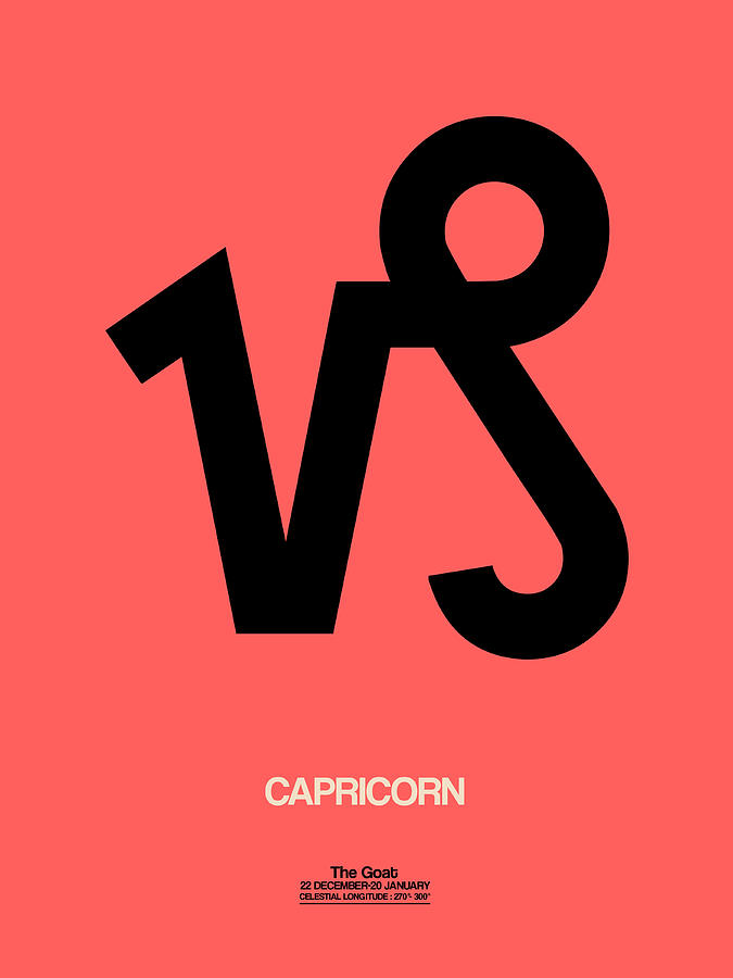 Capricorn Digital Art - Capricorn Zodiac Sign Black by Naxart Studio