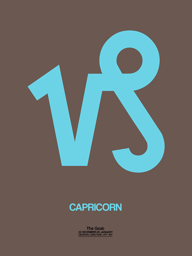 Capricorn Digital Art - Capricorn Zodiac Sign Blue by Naxart Studio
