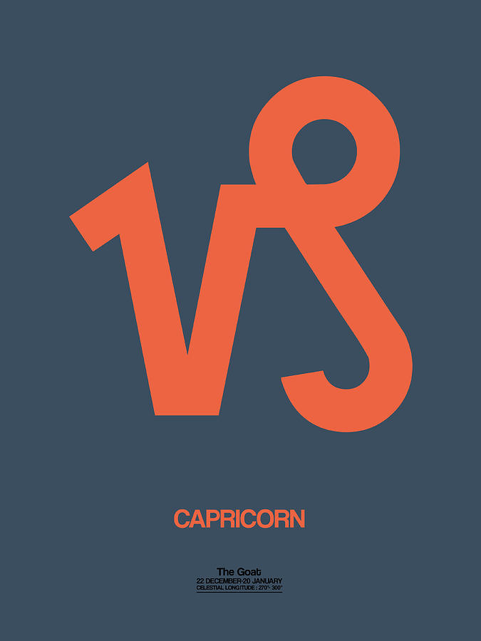 Capricorn Digital Art - Capricorn Zodiac Sign Orange by Naxart Studio