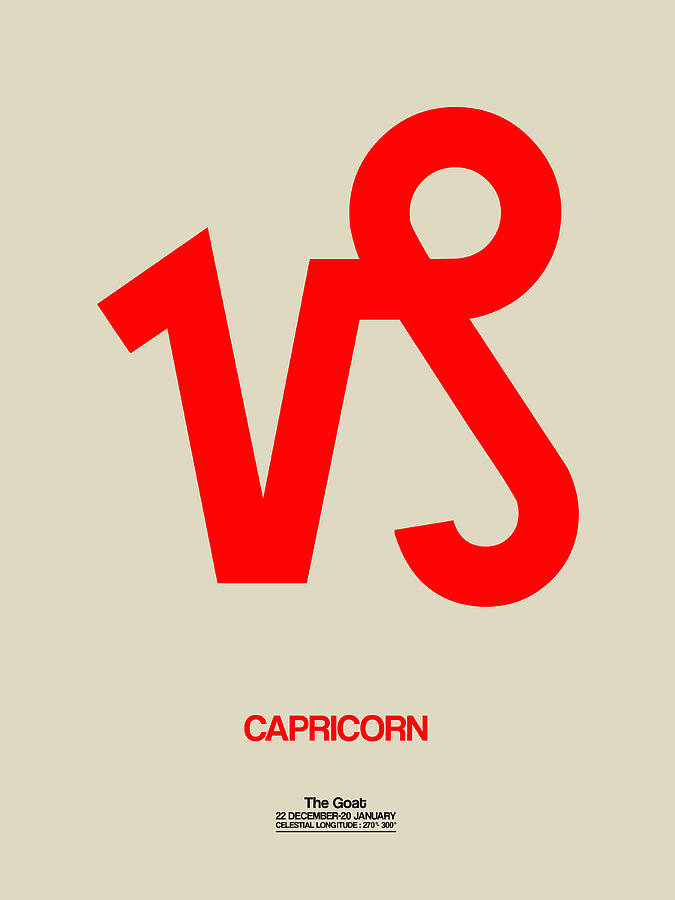 Capricorn Digital Art - Capricorn Zodiac Sign Red by Naxart Studio