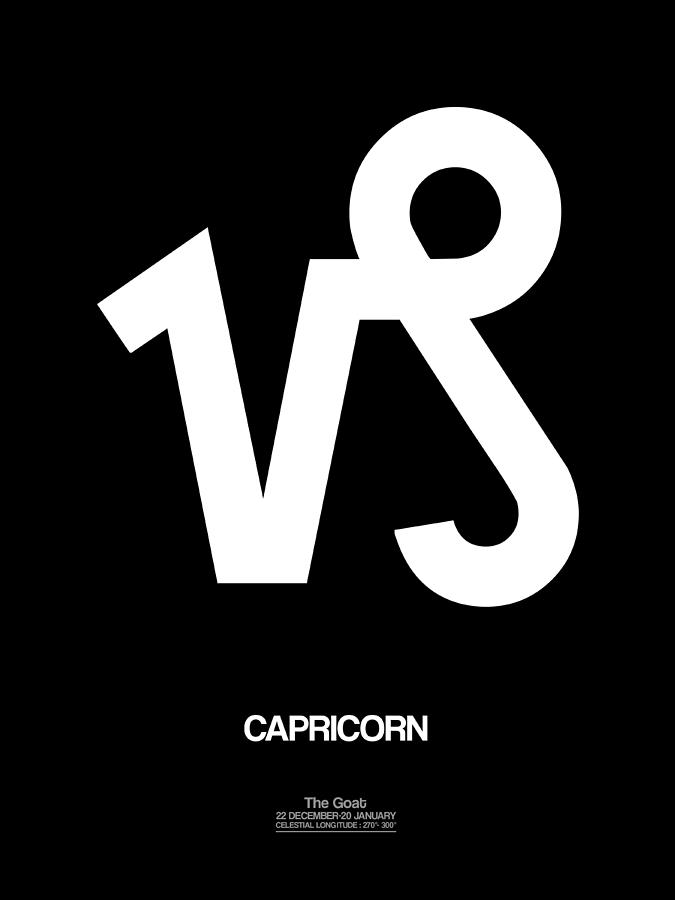 Capricorn Digital Art - Capricorn Zodiac Sign White by Naxart Studio