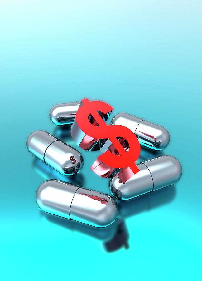 Capsules And Dollar Symbol  Photograph by Victor Habbick Visions/science Photo Library