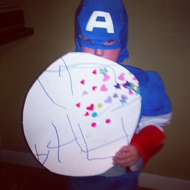 Captain America + His Home Made Shield Photograph by Sera Bonds